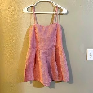 Seersucker Red and White Romper